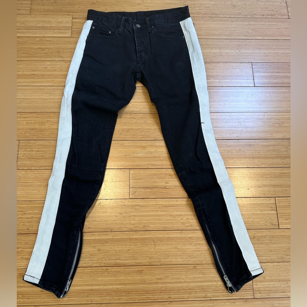 MNML Slim Fit Stripe Jeans Black White Side Stripe 28